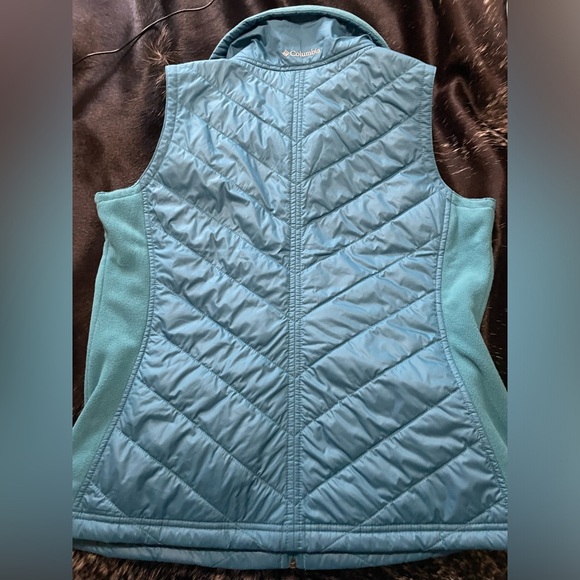 Columbia Womens Vest Size Large Turquoise Fleece Polyester Full Zip Pockets - Picture 2 of 6
